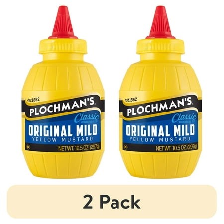 (2 Pack) Plochman  Mild Yellow Mustard  10.5 Oz  Classic Squeeze Barrel