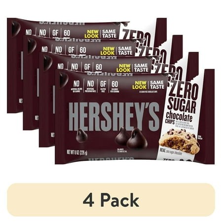 (4 Pack) HERSHEY S Zero Sugar Chocolate Baking Chips Bag  8 Oz