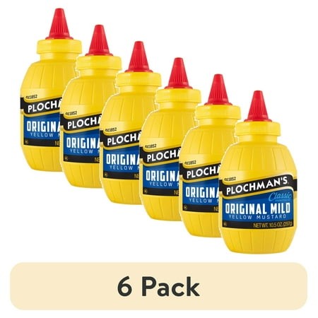 (6 Pack) Plochman  Mild Yellow Mustard  10.5 Oz  Classic Squeeze Barrel