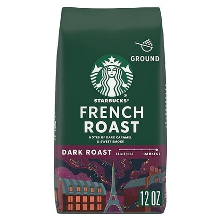 Pack of 1 Starbucks Ground Coffee  Dark Roast Coffee  French Roast  100% Arabica  1 Bag (12 Oz)