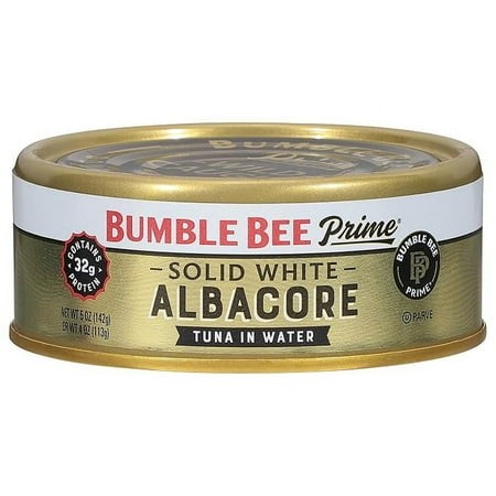 Pack of 1 Bumble Bee Prime Solid White Albacore Tuna in Water  5 Oz Can - Premium Wild Caught Tuna - 32g Protein per Serving - Non-GMO Project Verifie