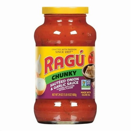2 Pack Ragu Chunky Sauteed Onion and Garlic Pasta Sauce with Diced Tomatoes and Italian Herbs and Spices  24 OZ
