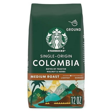 1x Starbucks Ground Coffee  Medium Roast Coffee  Colombia  100% Arabica  1 Bag (12 Oz)