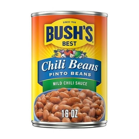 2-Pack BUSH S BEST Canned Chili Beans  Pinto Beans in a Mild Chili Sauce  Source of Plant Based Protein and Fiber  Low Fat  Gluten Free  16 Oz