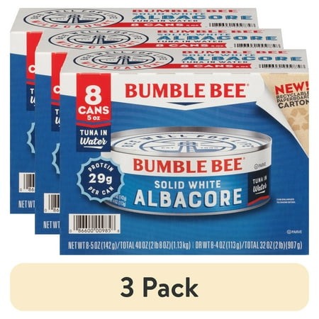 (3 Pack) (Pack of 8) Bumble Bee Solid White Albacore Tuna in Water  5 Oz Cans
