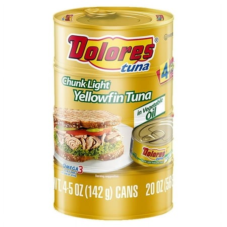 (4 Cans) Dolores® Tuna in Oil  Chunk Light Yellowfin Tuna in Vegetable Oil  5 Oz