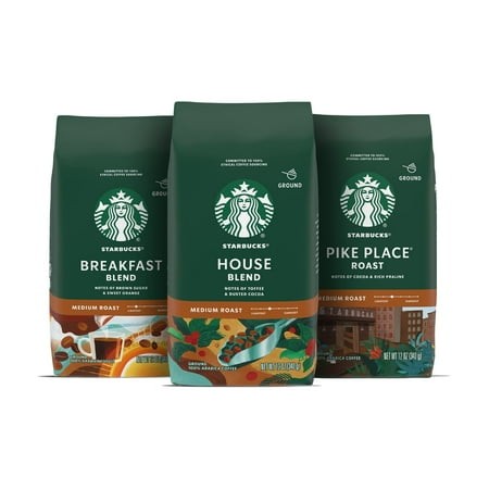 Starbucks Medium Roast Ground Coffee—Variety Pack—3 Bags (12 Oz Each)