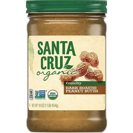 Santa Cruz Organic Crunchy Dark Roasted Peanut Butter - 16 Oz Pack of 3