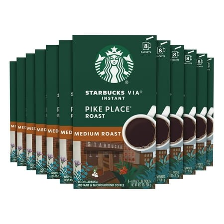 (12 Pack) Starbucks VIA Instant Pike Place Roast  Instant Coffee  Medium Roast Coffee  8 Packets
