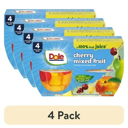 (4 Pack) Dole Fruit Bowls Cherry Mixed Fruit in 100% Fruit Juice  4 Oz Cups (4 Pack)