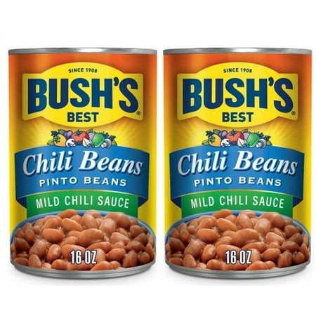 Bush S Chili Beans  Canned Pinto Beans in Mild Chili Sauce  16 Oz Can  Pack of 2