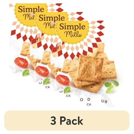 (3 Pack) Simple Mills Crackers  Sun-Dried Tomato & Basil  Almond Flour  4.25 Oz