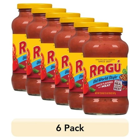 (6 Pack) RAGU Old World Style Pasta Sauce Flavored with Meat  24 Oz