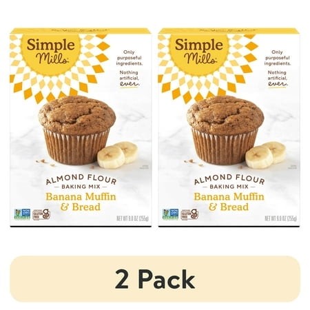 (2 Pack) Simple Mills Almond Flour Banana Muffin and Bread Mix  Gluten-Free Baking Mix  9 Oz Box