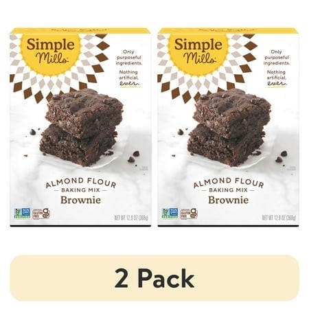 (2 Pack) Simple Mills Almond Flour Brownie Mix  Gluten-Free Baking Mix  12.9 Oz Box