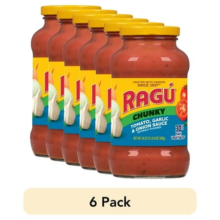 (6 Pack) RAGU Chunky Tomato Garlic and Onion Pasta Sauce  24 Oz