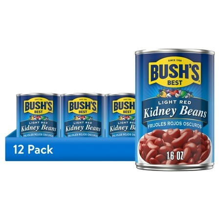 (12 Pack) Bush S Light Red Kidney Beans  Canned Dark Red Kidney Beans  16 Oz Can