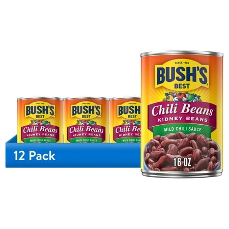 (12 Pack) Bush S Chili Beans  Canned Kidney Beans in Mild Chili Sauce  16 Oz Can