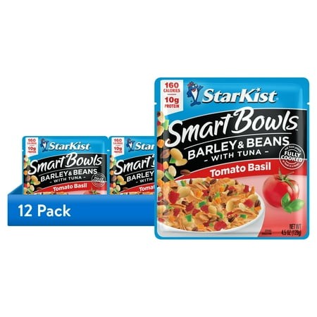 (12 Pack) StarKist Smart Bowls Tomato Basil with Tuna  Barley and Beans  4.5 Oz Pouch