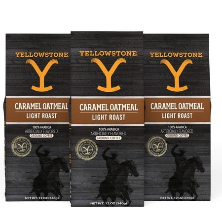 Yellowstone Caramel Oatmeal Light Roast Ground Coffee 12oz  3 Pack