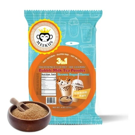 Meekus Natural Gluten-Free Milk Tea Powder Boba/Bubble Tea Mix Brown Sugar Flavor 3-in-1 Drink Powder  Instan Powdered Drink Mix 8 Oz (227G)