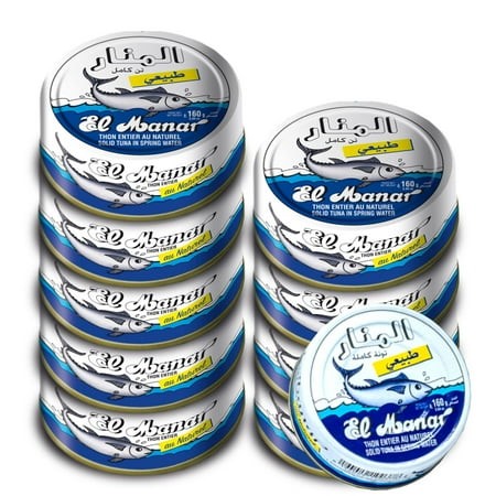 El Manar Solid Light Tuna in Water - 5.6 Oz Pack of 3 - Canned Tuna Fish in Spring Water – Wild Caught Fresh Tuna Non-GMO - Gluten Free Tuna