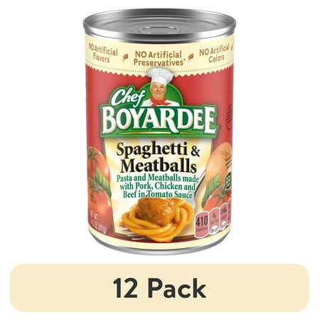 (12 Pack) Chef Boyardee Spaghetti and Meatballs in Tomato Sauce  Ready-to-Eat Meal  14.5 Oz. Can