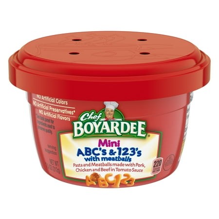 Chef Boyardee Mini-Bites ABC S & 123 S Pasta with Meatballs  7.5 Oz (Pack of 6)