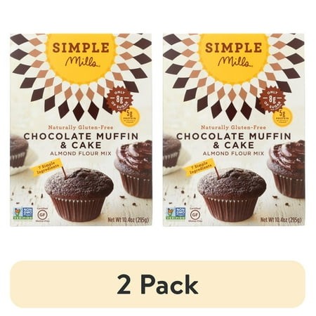 (2 Pack) Simple Mills Almond Flour Chocolate Muffin and Cake Mix  Gluten-Free Baking Mix  11.2 Oz