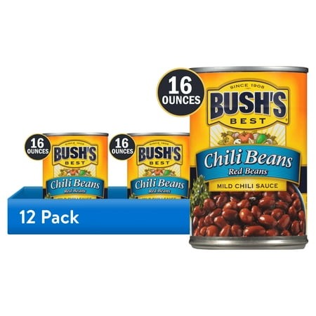 (12 Pack) Bush S Chili Beans  Canned Red Beans in Mild Chili Sauce  16 Oz Can