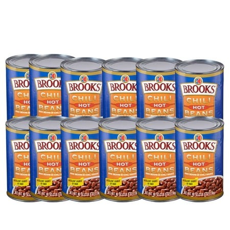 ( 12 Pack) Brooks Chili Beans  Canned Red Beans in Chili Sauce  Hot Flavor  40 Oz