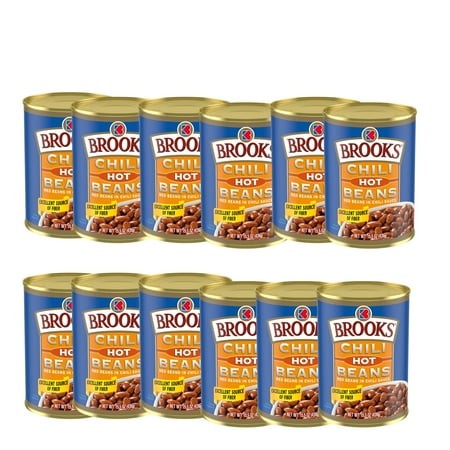 ( 12 Pack) Brooks Chili Beans  Canned Red Beans in Chili Sauce  Hot Flavor  15.5 Oz
