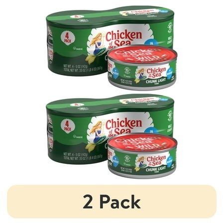 (2 Pack) Chicken of the Sea Chunk Light Tuna in Water 4 - 5 Oz Cans