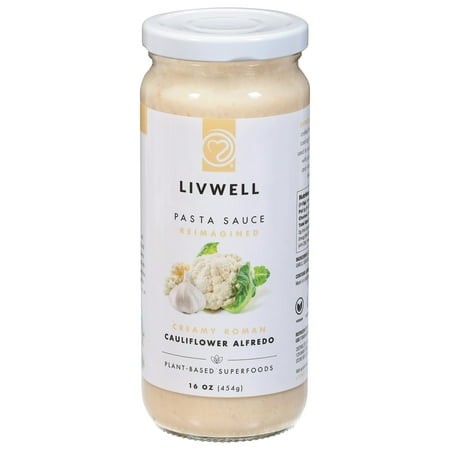 Livwell Foods Alfredo Cauliflower Garlic Pasta Sauce 16 Oz (Pack of 6)