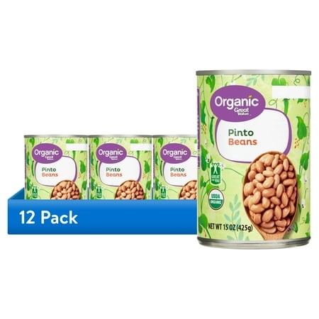 (12 Pack) Great Value Organic Pinto Beans  Canned  15 Oz