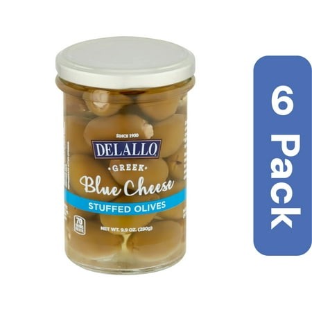 Delallo Blue Cheese Stuffed Olives 9.9 Oz (Pack of 6)
