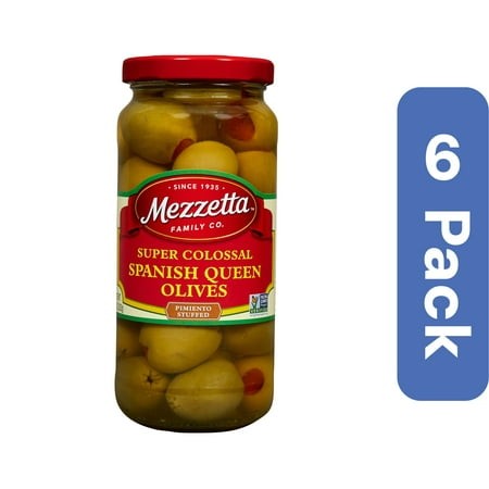 Mezzetta Colossal Queen Pimento Stuffed Olives 10 Oz (Pack of 6)