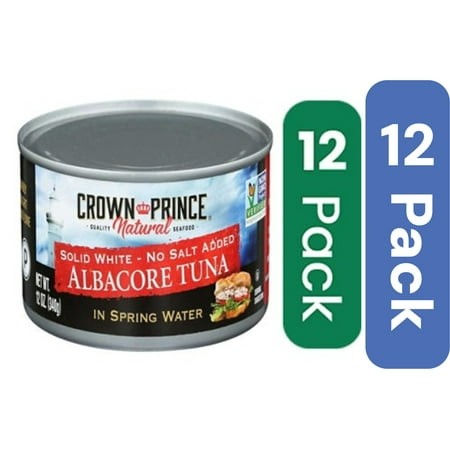 Crown Prince Albacore Tuna in Spring Water No Salt 12 Oz (Pack of 12)