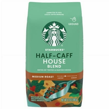 2X-Starbucks Half-Caff House Blend Medium Roast Ground Coffee - 12 Oz