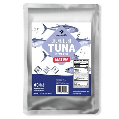 Dependable Food Chunk Light Tuna in Water Natural Catch Tuna Bulk Fish Pouch  66.5 Oz