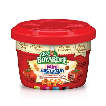 Chef Boyardee Mini-Bites ABC S & 123 S Pasta with Meatballs  7.5 Oz  (Pack of 2)