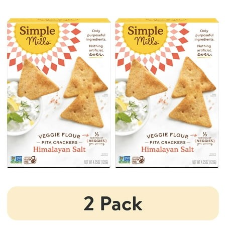 (2 Pack) Simple Mills Veggie Flour Pita Crackers  Himalayan Salt  Gluten-Free Crackers  4.25 Oz