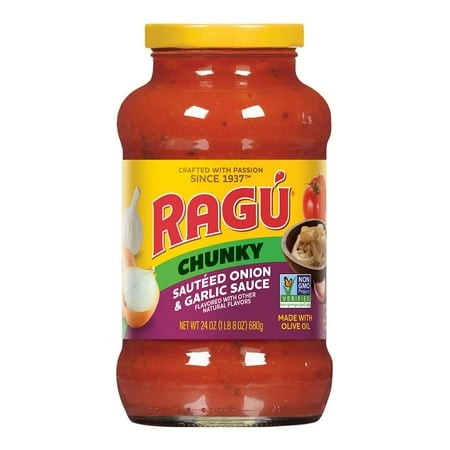 2X - Ragu Chunky Sauteed Onion and Garlic Pasta Sauce with Diced Tomatoes and Italian Herbs and Spices  24 Oz