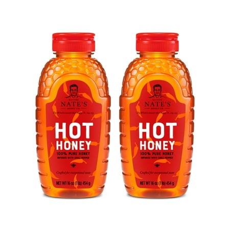 (2 Pack) Nature Nate S Hot Honey: 100% Pure Honey & Habanero Chili Pepper Flakes  16 Fl Oz Gluten-Free Honey