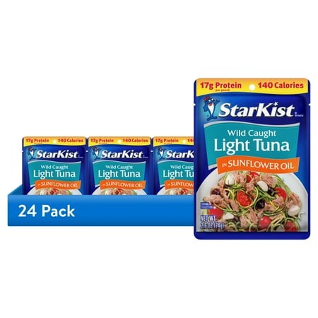 (24 Pack) StarKist Chunk Light Tuna in Sunflower Oil  17g Protein  2.6 Oz Pouch