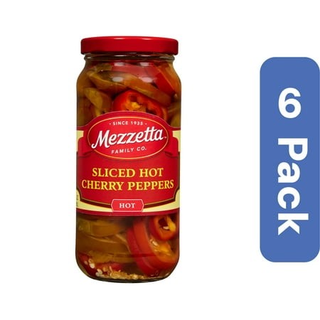 Mezzetta Sliced Hot Cherry Peppers 16 Oz (Pack of 6)