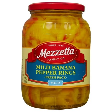 Mezzetta Banana Wax Pepper Rings Deli Slices 32 Oz (Pack of 6)