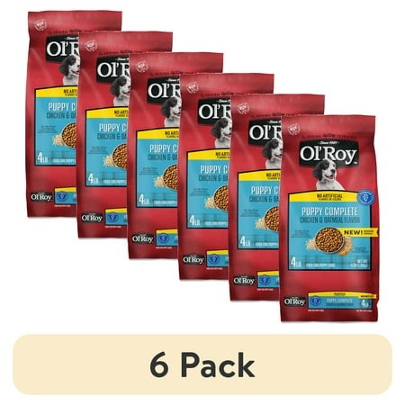 (6 Pack) Ol  Roy Puppy Complete Dry Dog Food  Chicken & Oatmeal Flavor  4 Lb Bag