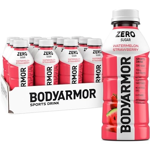 BODYARMOR ZERO Sugar Watermelon Strawberry Electrolyte Drink, Natural Flavors, 16 Fl Oz Bottles (12 Pack), B Vitamins & Antioxidants Sugar Free Hydrat