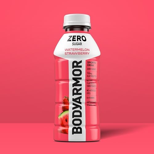 BODYARMOR ZERO Sugar Watermelon Strawberry Electrolyte Drink, Natural Flavors, 16 Fl Oz Bottles (12 Pack), B Vitamins & Antioxidants Sugar Free Hydrat thumbnail